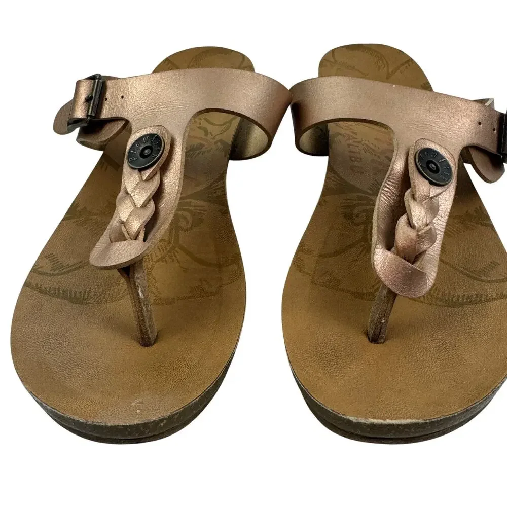 Blowfish Malibu Greco Rose Gold Champagne Braided Comfort Sandals Women's Size 8